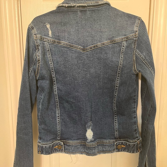 Zara Dark Blue Distressed Denim Jacket - Picture 3 of 3